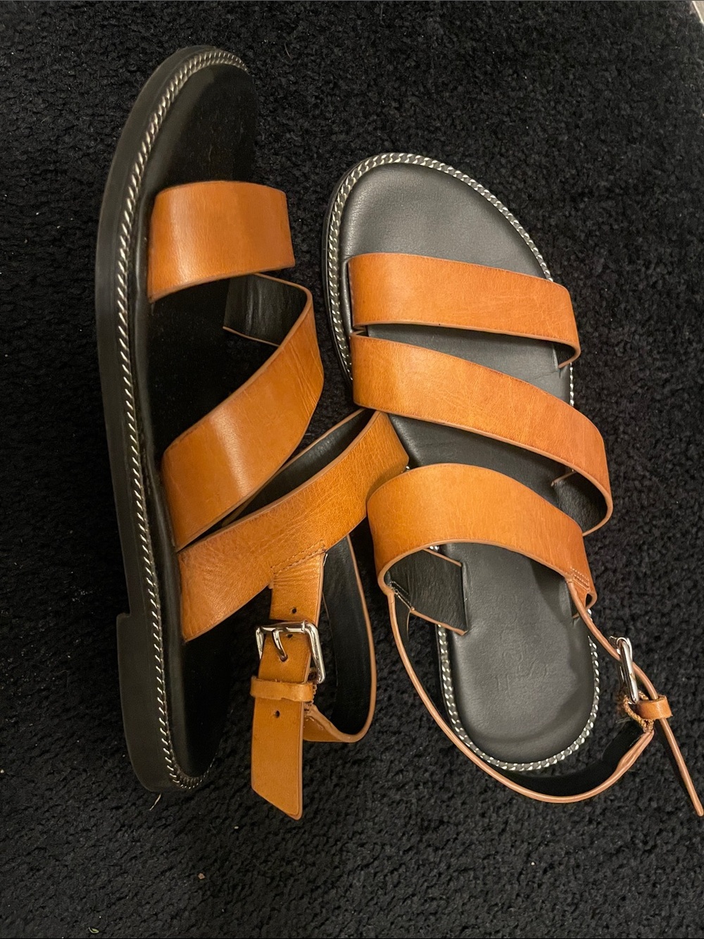Franco Sarto tan leather sandals flats 7M